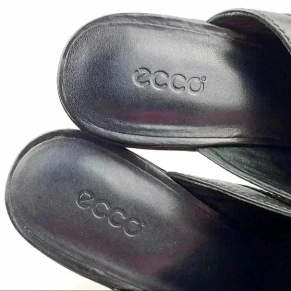 Ecco mules size 38 7-7.5 black leather bow - Picture 9 of 13